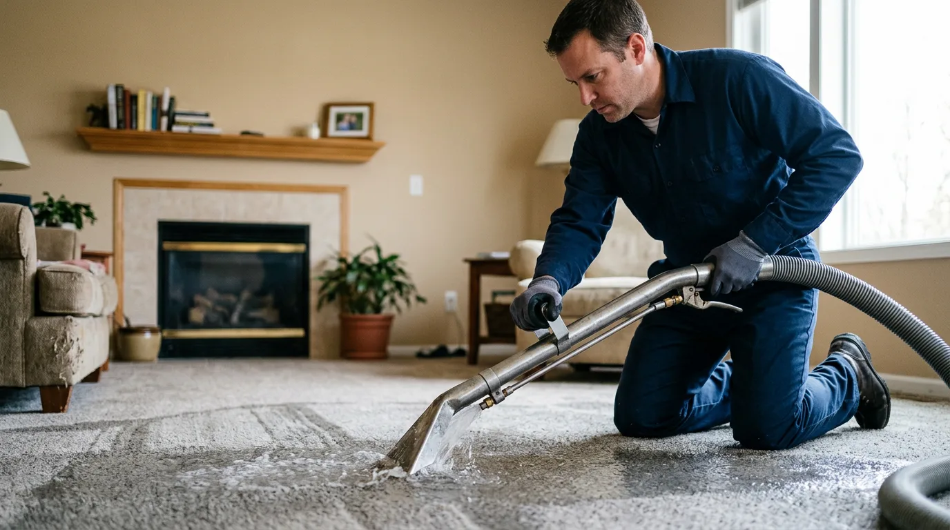 Water damage restoration technician working near Augusta, NJ